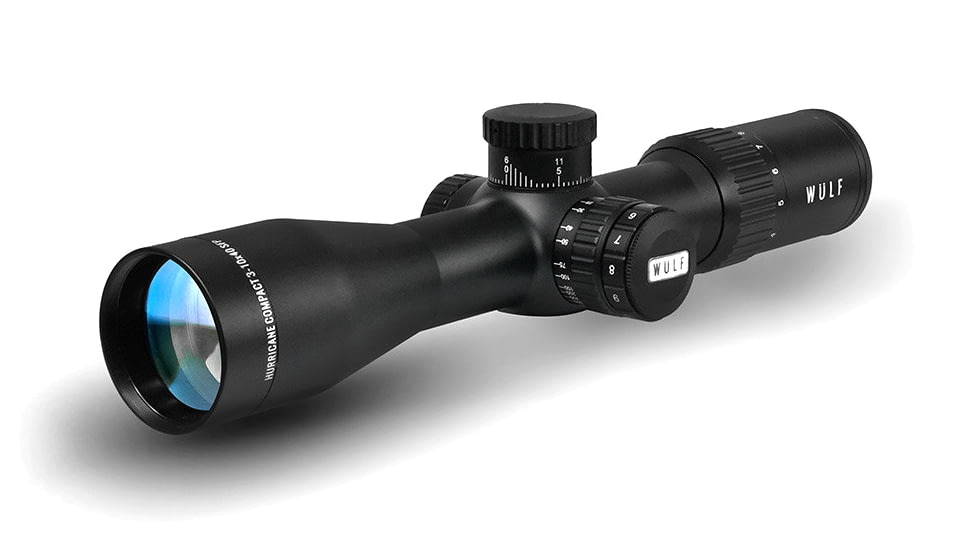 Wulf Optics Hurricane Compact 3-10x40mm 30mm Tube Rifle Scope, Second Focal Plane, W-MIL1 Illuminated Reticle, Black, WU9114