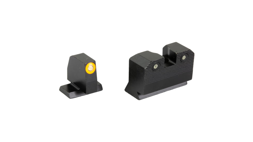 XS Sights R3D 2.0, Suppressor Height Tritium Night Sight, For S&amp;W M&amp;P OR Full Size &amp; Compact, Orange Front Outline, Green Tritium Front/Rear, SW-R205P-6N