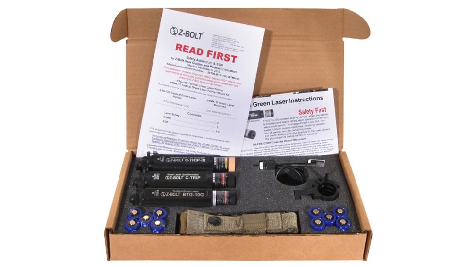 Z-Bolt Laser EOD Kit, 2x Green Tactical Designators, 1x IR Illuminator, Ranger Green, Green/IR, Z-BOLT-EOD-RG