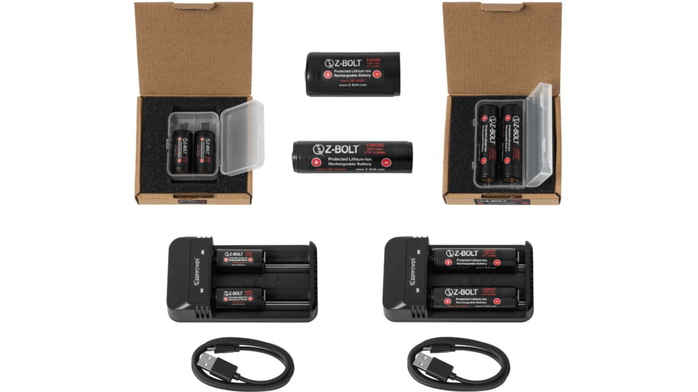 Z-Bolt Rechargeable 18350 Batteries for High Discharge Flashlights, Weapon Lights &amp; Illuminators, 2 Pack, BATTS-2x-18350